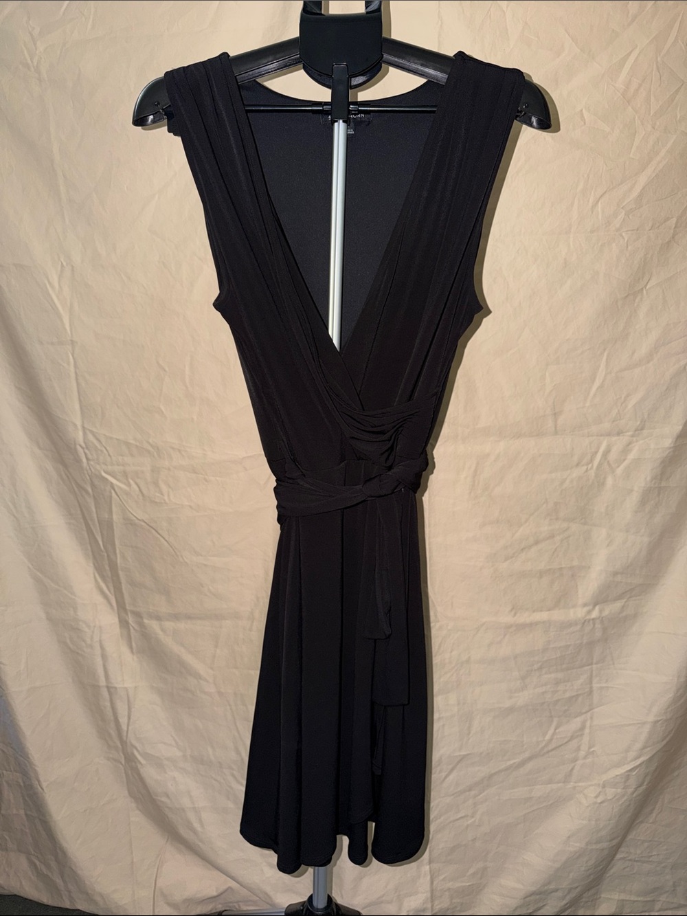 41 Hawthorn Black Sleeveless Wrap Dress with Waist Tie